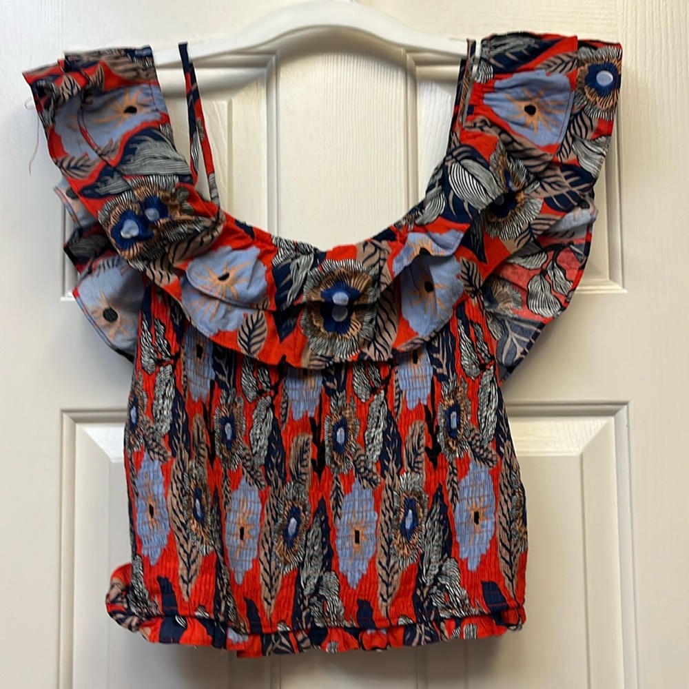 Milk & Honey Red/black Smocked Top XL